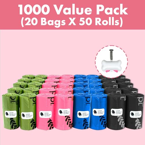 image for GORILLA SUPPLY 1000 multicolor poop bags for dogs with Dispenser and L