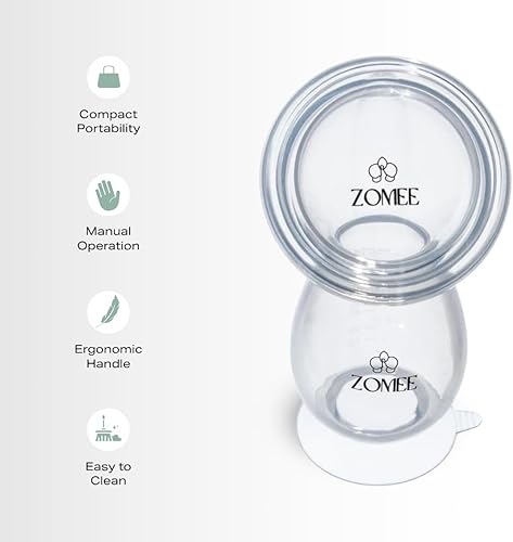 Miniatura 2 de Zomee Extractor de leche manual de silicona - Botella de recolección de leche manos libres para madres lactantes - Sin BPA, a prueba de fugas,