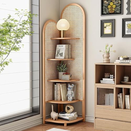 DTWEFF 5-stöckiges Rattan-Eckregal, dreieckiges Rattan-Regal,...