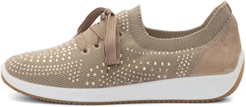 Lisbon Lace: Fusion4 Rhinestone Sneaker - Sand 08