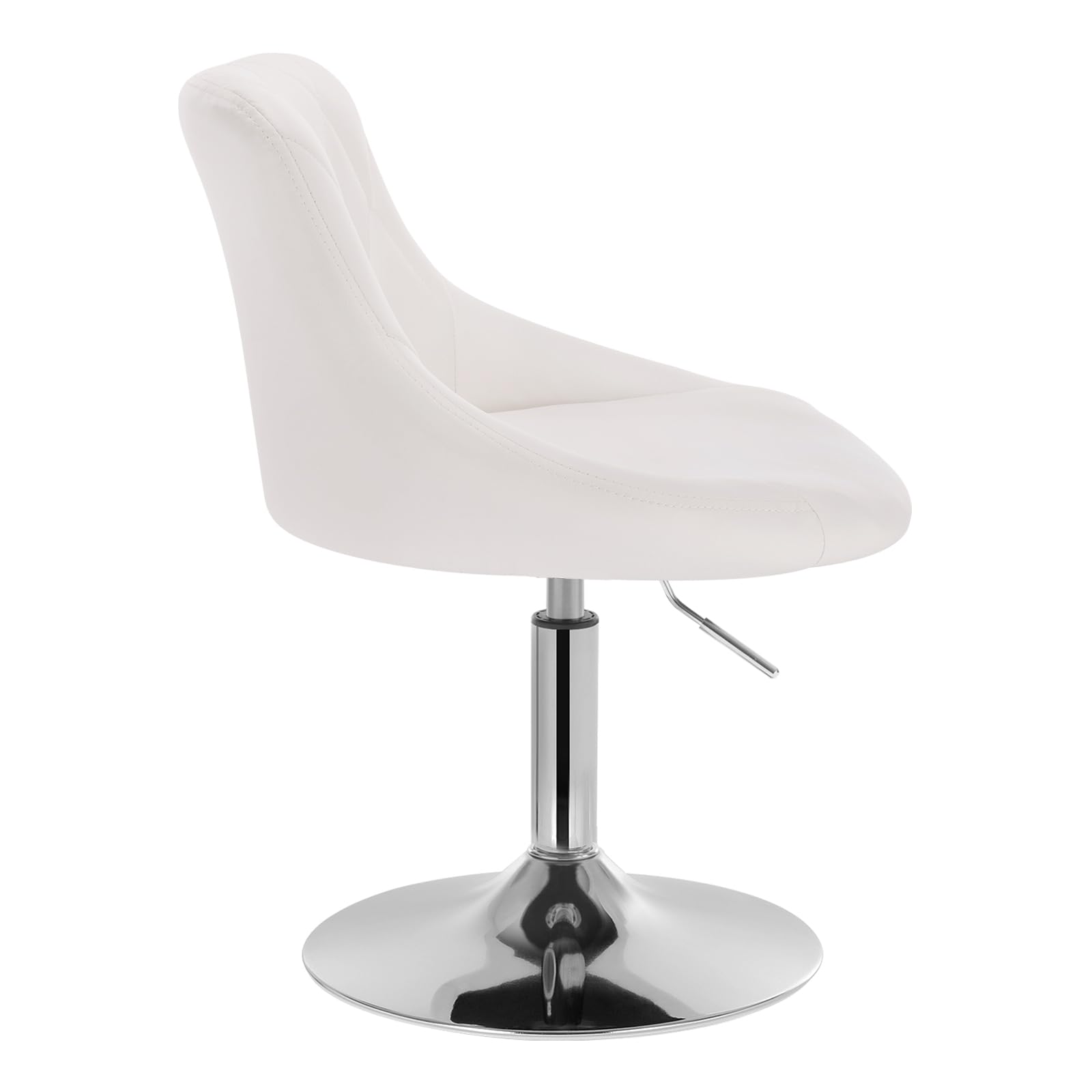 WOLTU Schminktisch Stuhl Hocker, Bequemer Schminkstuhl aus Kunstleder mit Lehne, Höhenverstellbar, 360° Drehbar, für Schlafzimmer, Esszimmer, Küche, Weiß, BH241ws-1