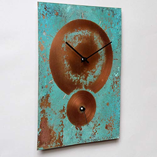 Inthetime 16-Inch Turquoise Copper Wall Clock Rectangular Large Silent Non-Ticking Unique Handmade - 7Th Wedding Anniversary Gift Idea Rustic Farmhouse Native American Southwest Home Kitchen Decor #TOP1