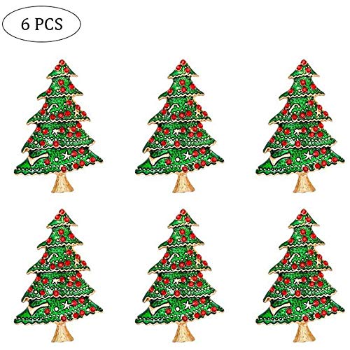 Peedeu - Juego de 6 servilleteros de Navidad, árbol de Navidad, Medias, Caramelos, Campanas, Renos, cisnes, Cangrejo de Cristal y Langosta con Diamantes para Navidad, Acción de Gracias