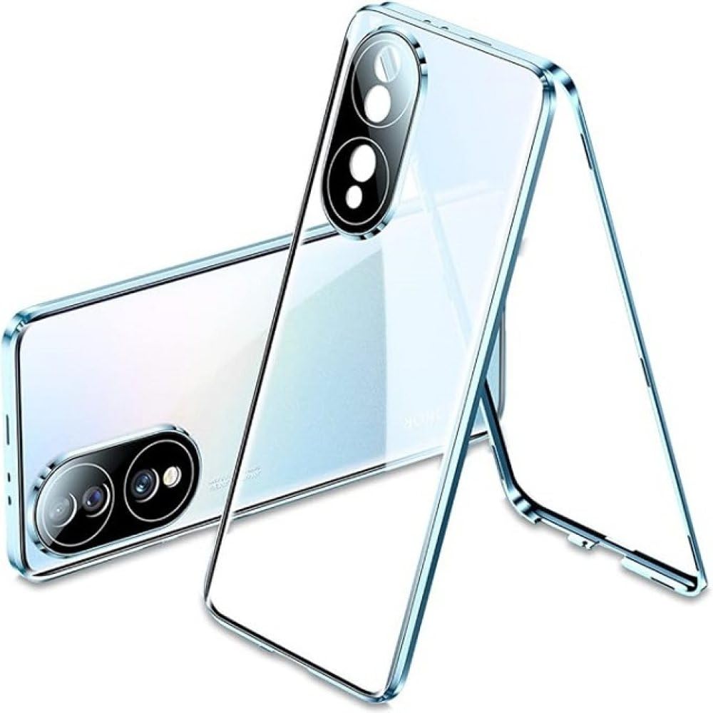 Magnétique pour Huawei P50 P60 P30 Pro Couvercle en Verre Double Face Mate 60 30 40 50 Pro pour Honor 60 50 Pro Étui de téléphone en métal à 360 degrés, Bleu, pour Huawei Mate 60 Pro