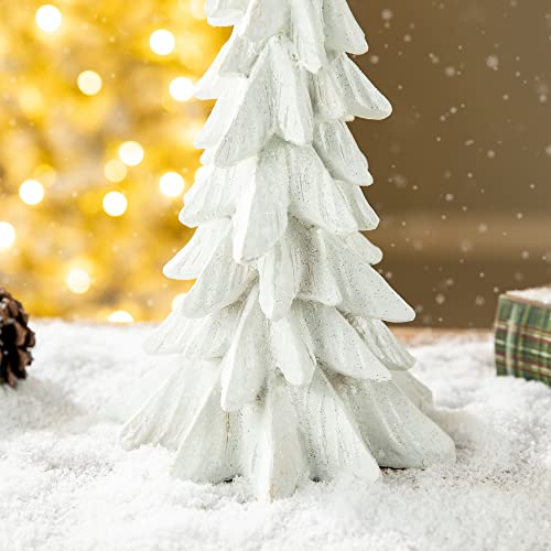 Image of Glitzhome 14.75 inch H Resin Mini Table Tree, Artificial Christmas Trees for Home Standing Ornaments Party Desktop Decoration