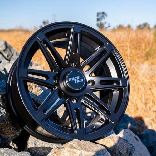 RockTrix RT103 14in ATV Wheels Rims 14x7 Matte Black, 4x156 Bolt Pattern, 4+3 offset, Compatible with Polaris Sportsman RZR Ranger (4/156) (Set of 4) - Thumbnail 3