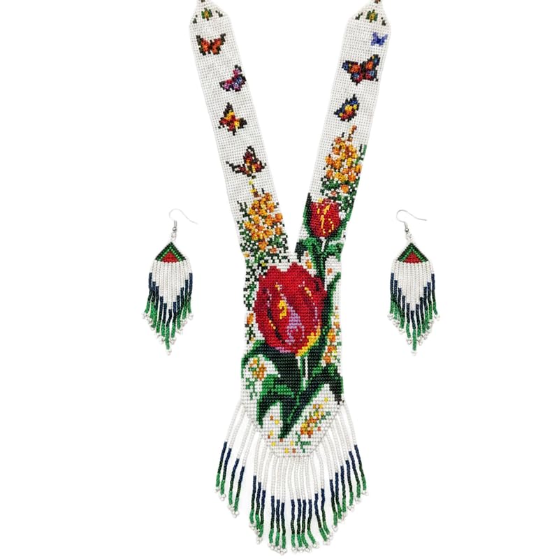 Collar y pendientes ucranianos Gerdan LKBEADS para looks boho casual