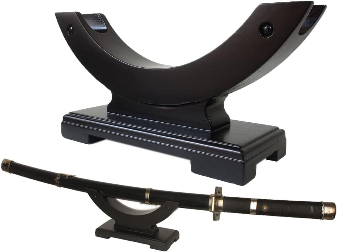 Solid Wood One-Layer Desktop Samurai Sword Hanger Display Holder, for Katana, Wakizashi, Tanto Sword Weapon Rack