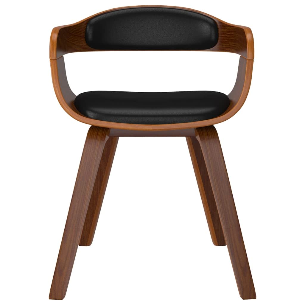 Silla de comedor de madera curvada negra natural 49 x 51 x 70 cm | Piel sintética suave, asiento acolchado de esponja, patas de madera curvada, carga máxima de 110 kg