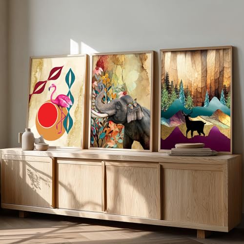 Image of kotart Modern Wall Art Framed Painting for Wall Decoration - Wall Paintings for Living Room, Bedroom - Set of 3 - D (Art 4, 19x25 inch)