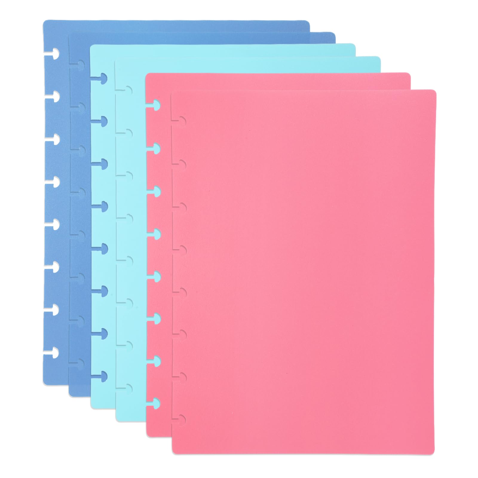 PATIKIL 1 Set Discbound Notebook Cover, 8.5 x 6 A5 Letter Size PP Disc Planner Cover for Notebook Planner Office Product, Pink/Blue/Green