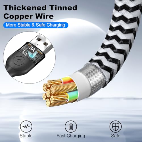 Image of Multi Charging Cable, 3 in 1 Charging Cable for Multiple Devices, Nylon Braided Universal Charger for Travel, USB Cable Multiple Phone Charger with Type C Lightning for iPhone17 /16 /15 /14 /13(2Pack 4FT)