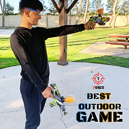T Force Gel Ball Blaster Bundle Set - Eco Friendly Splatter Ball Blasters - Automatic W/ 100000 Water Gel Beads For Outdoor Activities - Two Electric Splat Blasters Included #TOP6