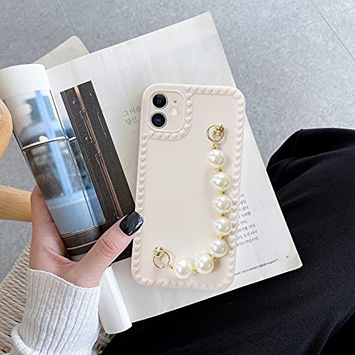 Newseego Compatible For Iphone 11 Case (6.1 Inch),Luxury Cover With Pearl Bracelet Strap Chain Bling Fashion Glitter Soft Silicone Shell Case For Girl Women Thin Tpu Protective Case -White #TOP1
