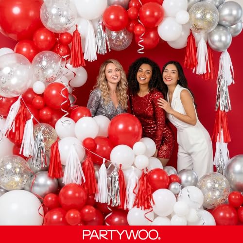 Image of PartyWoo Red Balloons 50pcs Red Helium Latex Balloons 12 Inch | Birthday Graduation Bachelorette Citizenship Firefighter Strawberry Anniversary Cherry Party Decorations Red-Y57
