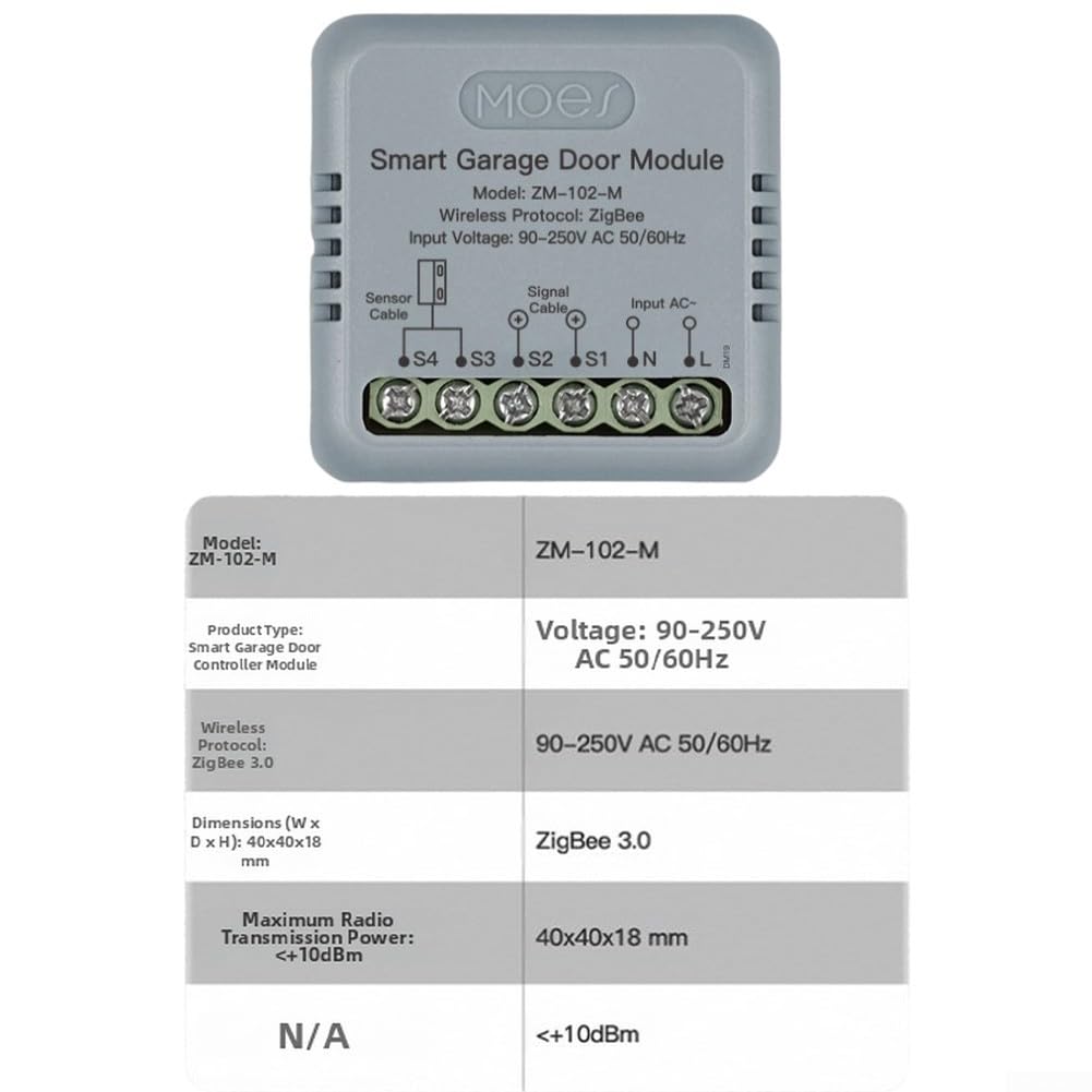 Ouvre-Porte de Garage Connecté Wi-FI, pour Smart Home Switch pour ZigBee pour Alexa pour Tuya, Smart Switch App Minuteur Commutateurs vocaux on/Off
