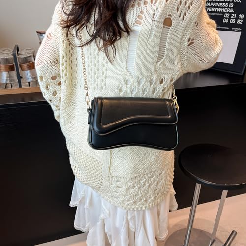 Image of Shoulder Bag for women Y2K Crossbody Vegan Leather Purse Straps Retro Clutch Hobo Hadbags with 2 Removable