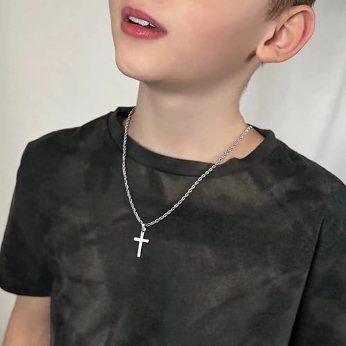 Miniatura 4 de Ursteel Layered Cross Necklace for Men - 18K Gold Silver Black Stainless Steel Mens Cross Necklaces Cross Chain, Layered Rope Chain Cross Necklace