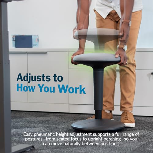 Image of Vari Balance Stool for Standing Desk - Ergonomic Active Sitting for Home Office - Adjustable Height 22 inch to 29 inch, 360 Degree Rocking Base, 275 lb Support - Black /Cool Grey