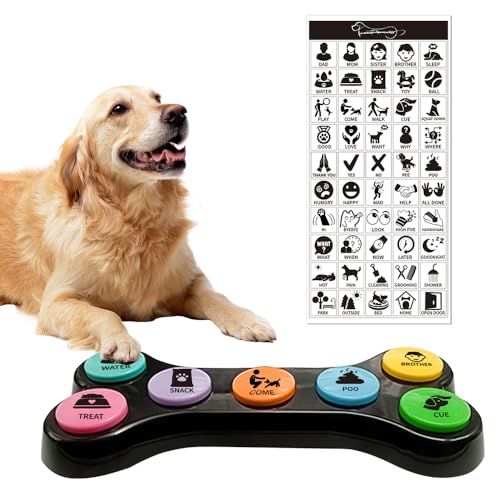 Hunde Buzzer Mit Aufnahmefunktion, Satz Von 7 Farben Hunde Kommunikation Button, Buzzer mit Sound, Hunde Buttons zum sprechen, Hundeknopf für die Kommunikation, Buttons Intelligenzspielzeug Für Hunde