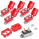Bolipoeq 30Amp Automatic Reset Circuit Breaker 12V-24V DC for Automotive Marine Boat Car RV Trailer Solar System with Cover Stud Bolt, IP66 Waterproof (Pack of 6)