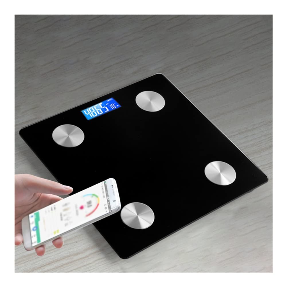 Bilancia per la misurazione del grasso corporeo, bilancia da pavimento per bagno, bilancia digitale con display LCD, bilancia elettronica intelligente in vetro, analisi della composizione, misure