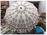 HandBlock Mughal Prints Designer Decoratieve Strandparaplu Ooit Met Zeer Sterke Stalen Frame Parasols