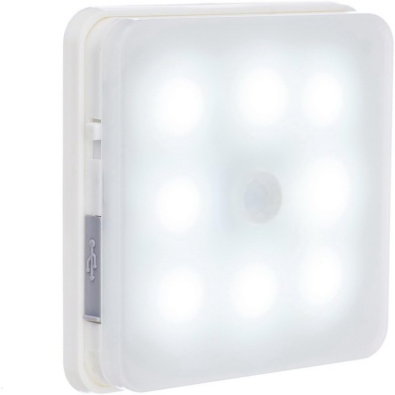 RTSU Rechargeable Lithium Battery Power Operated Indoor Security Stick on Anywhere Portable Wireless Motion-Activated LED Motion Sensor Light Night Light with Magnet Adhesive Base (White Light)