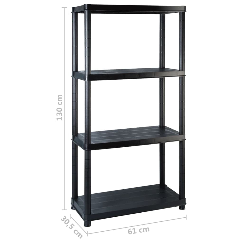 Générique Étagère de Rangement à 4 Niveaux Noir 183x30,5x130 cm Plastique,Entreprise & Industrie,Stockage Industriel,Étagères industrielles,3059855