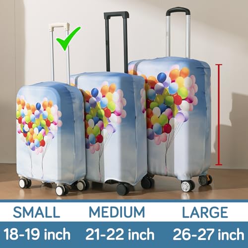 Image of HOKIPO 220gsm Durable and Washable Suitcase Covers for Trolley Suitcase, Small (18-19inch) - Balloon Drift (AR-6343-D12)