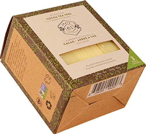 Crate 61, Vegan Natural Bar Soap, Cocoa Tea Tree, 3 Pack, Handmade Soap With Premium Essential Oils, Cold Pressed Face And Body Bar Soap For Men And Women (4 oz, 3 Bars) Cocoa Tea Tree 3 Pack