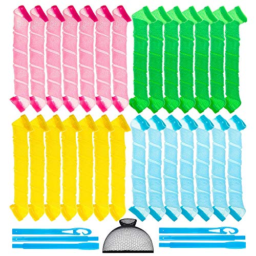 31 Pieces Hair Curlers，Spiral Curls Styling Kit，Heatless Hair Rollers，No Heat Wave Hair Curlers with Styling Hooks & liner wig cap for Most Kinds of Hairstyles (45cm)