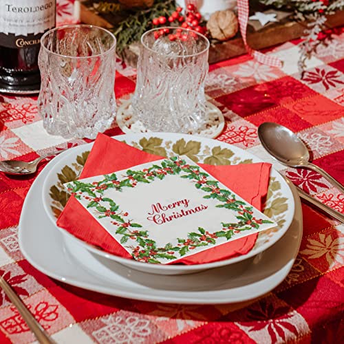 image for UVTQSSP Christmas Napkins Mistletoe Design Disposable Paper Napkins Xm