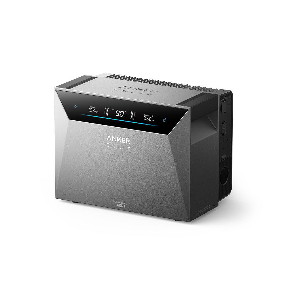 Anker SOLIX Solarbank 4 Pro, batterie solaire Plug & Play | 4 MPPT, entrée solaire 5 000 W, capacité jusqu'à 30 kWh, charge bidirectionnelle 2 500 W, 10 000 cycles, Anker Intelligence