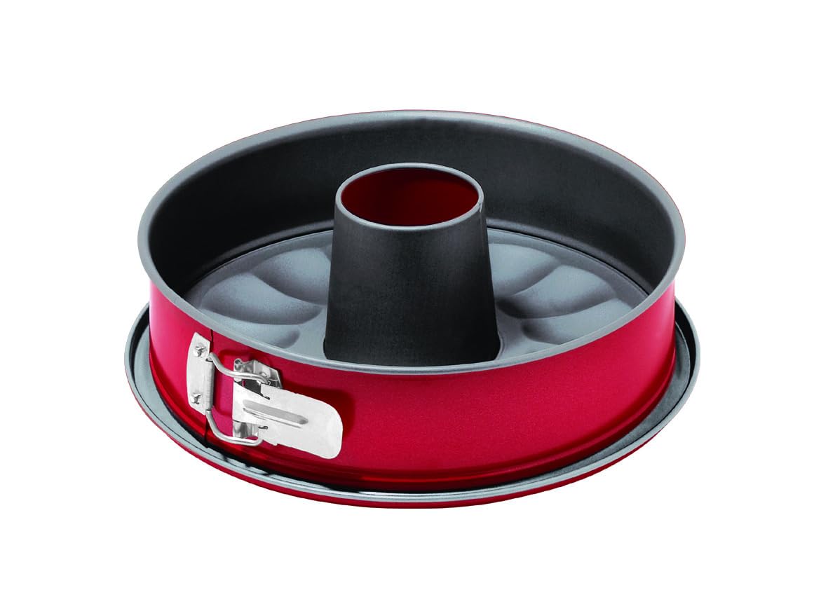Guardini Rossana 2.0, Kuchenform, 2 Boden 26 cm, Stahl mit Antihaftbeschichtung, auslaufsicherer Boden, Farbe Rot/Grau