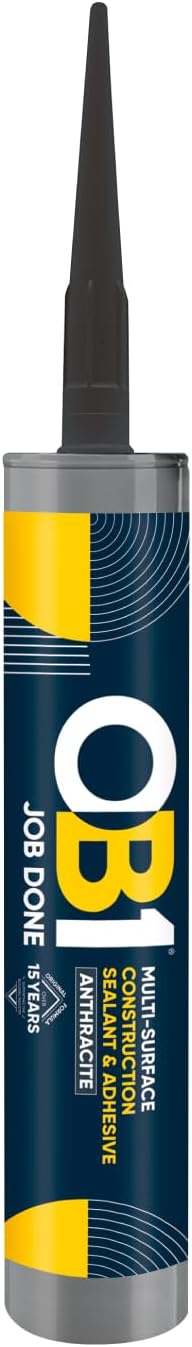 OB1Anthracite Multi-Surface Construction Sealant & Adhesive - Hybrid Technology - Excellent Chemical Resistance - Water Resistant - Weather Resistant - Food Safe - 290ml