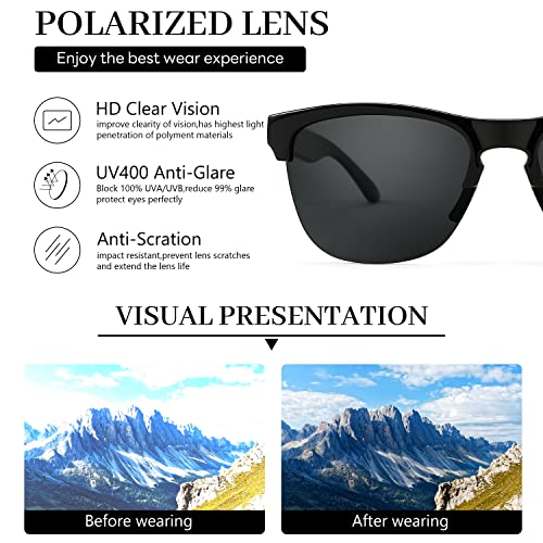 FEISEDY Polarized Sunglasses for Men Women Classic Semi-Rimless Frame Driving Fishing Sun Glasses UV Protection B9105 5
