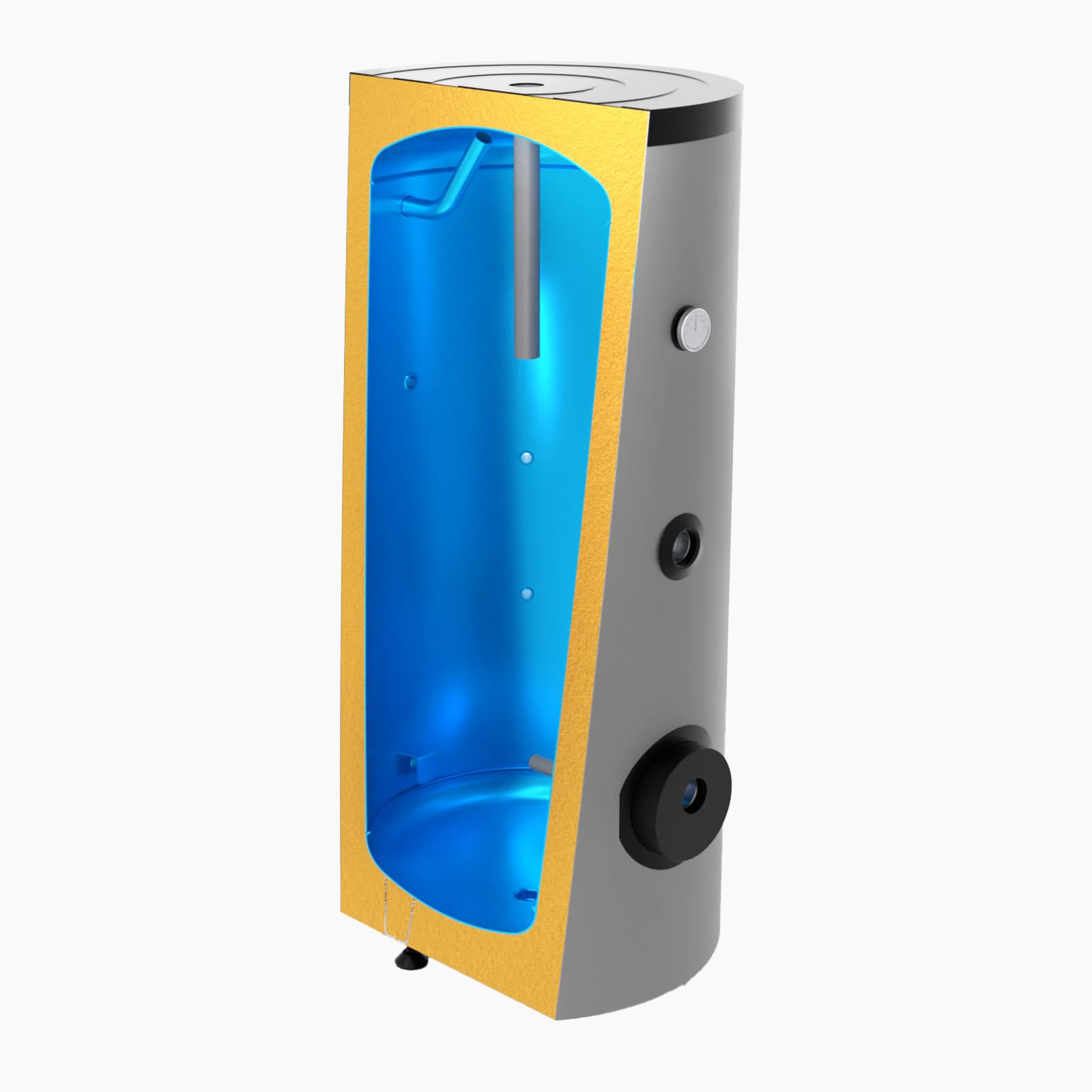 SUNEX Warmwasserspeicher 300L - Brauchwasserspeicher S8 ohne Wärmetauscher - für Heizstabanschluss - Hochwertige Emaille 50mm PUR-Dämmung - inkl. Magnesiumanode & Thermometer