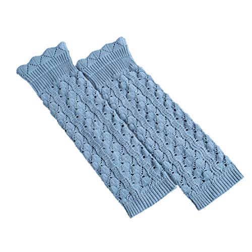 ACVIP Mesdames Long Imitation Dentelle Jambières Creuses Jambières Chaudes Legwarmers, bleu clair, taille unique