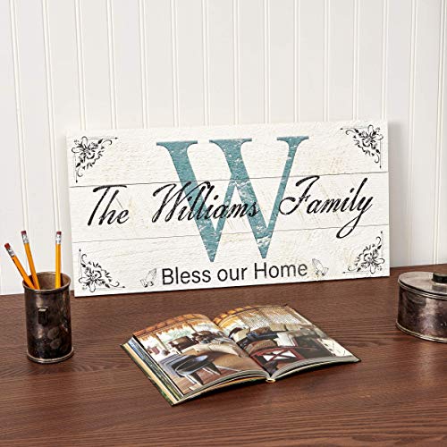 Artblox Hand Made Personalized Name Sign | 100% Real Wood Wall Decor | Customized Monogram Family Farmhouse Signs | Rustic Home Decor | Housewarming Gifts | Anniversary Wedding Gift - (21" X 10.5") #TOP3