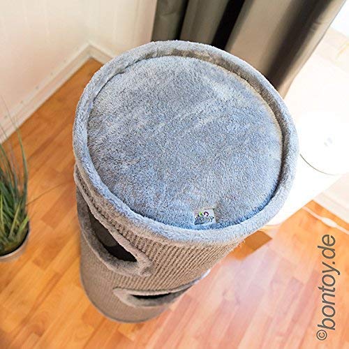 Bontoy Kratztonne Buddy in grau I 37 cm x 100 cm I mit weichem Liegebett I DREI Höhlen