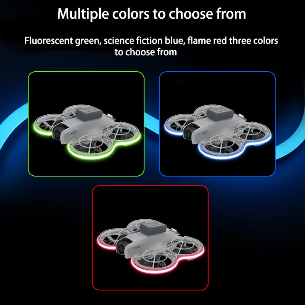 Striscia Luminosa Regolabile Per DJI Neo2 – 3 Livelli Luminosità, 4 Ore Autonomia, Ideale Per Volo Notturno (Verde)