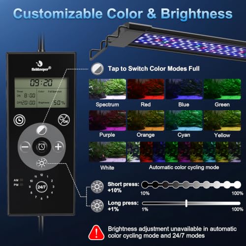 Image of fishkeeper Aquarium Plant Light with Time Sync, 24 /7 with 6 Rows of LEDs