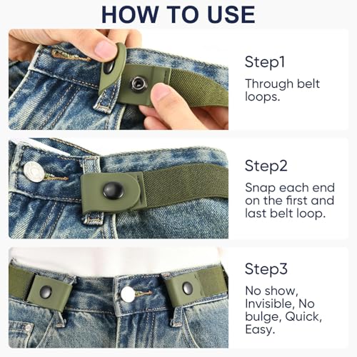 Image of TOURZOO Belts for Women /Men Buckle Free Elastic Belt Invisible No Buckle Stretch Waist Belt For Jean Pants,Dresses,No Bulge