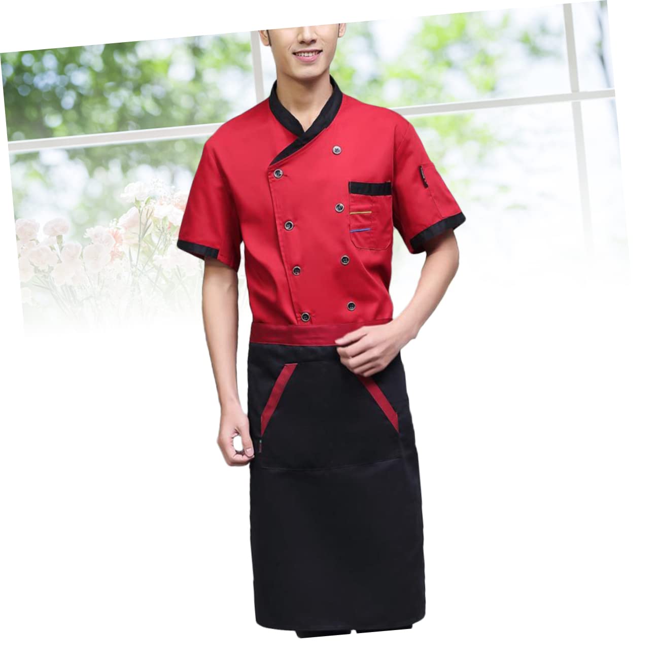 TOVINANNA Chef Apparel Chefs Suit Men Outfits Short Sleeve Chef Jacket Catering Jackets