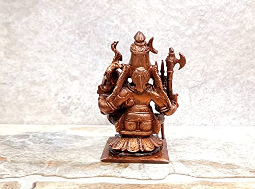 Image of Copper Idols - by Searchers Paradise,8 cm, Copper Handmade Shiva and Parvathi 288grams, Patina Antique Finish, Pack of 1 Piece