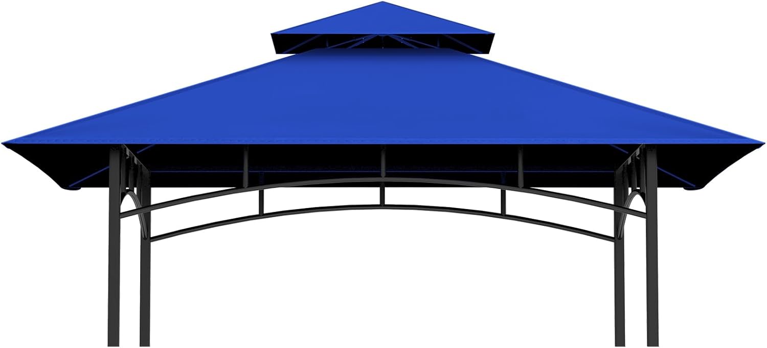 Grill Gazebo Replacement Canopy Top - 5'x8' Outdoor BBQ Tent Roof Cover Double Tiered Outdoor Grill Shelter Fit for Model L-GG001PST-F (Blue)