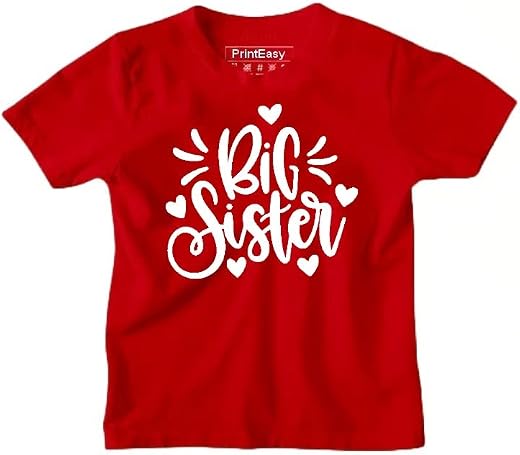 PrintEasy� Big Sister Cotton Round Neck Short Sleeve Unisex Kids T-Shirt for Girls