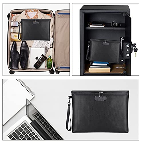 Fireproof Document Bag With Lock, Zoopip 14.3"X10.2" Fireproof And Waterproof Money Bag With Zipper Closure, Storage Pouch For A4 Letter Size Document, Cash, Cell Phone, Tablet, Credit Card,Passport #TOP6