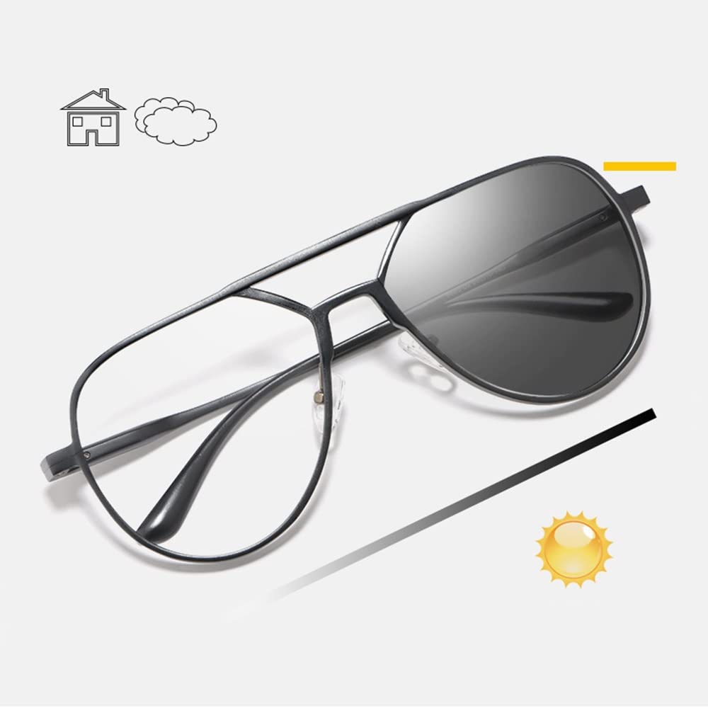 FREAZE Pilotenbrille Retro Brillenfassungen Selbsttönende Lesebrillen 1.0 1.25 1.5 2.0, Sehhilfe Lesehilfe Herren Damen Klassische Gleitsichtbrille (Color : Black, Size : +2.25)